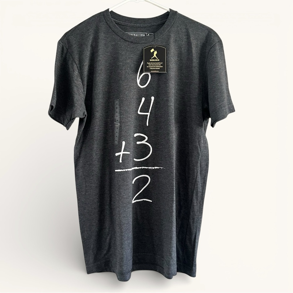 NWT Baseballism "6-4+3=2" Double Play Tee - Men's Medium - Gray